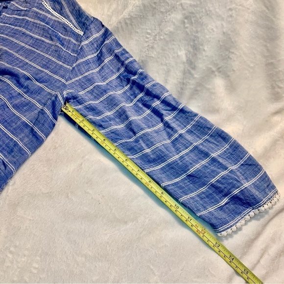 Tunic Top S / XS Fresh Produce Blue White Embroidered Detail Viscose Ties - Picture 15 of 16